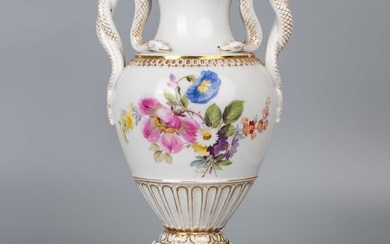 Meissen Porcelain, Antique Vase with Double Serpent Handles, 27 cm, 1860-1924