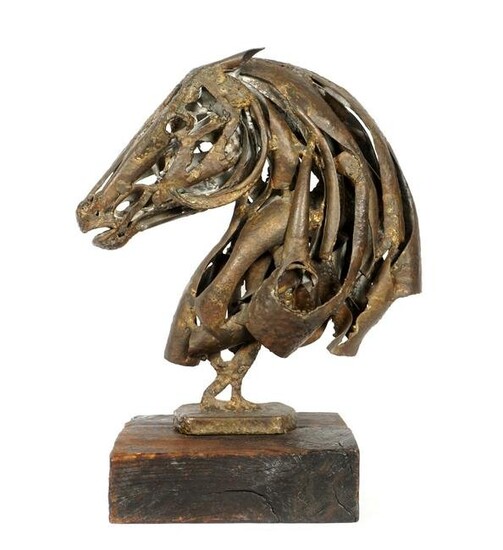 Mid Century Brutalist Bronze Horse Head