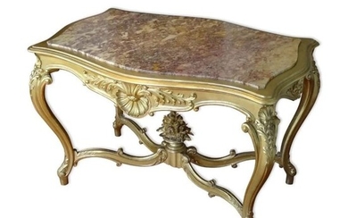 Middle table - Louis XV Style - Gilt, Marble, Wood - Second half 19th century