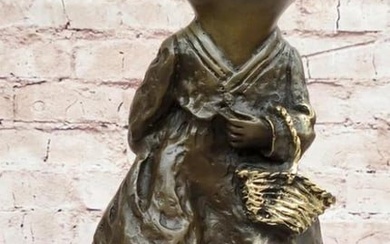 Miguel Lopez Chinese Girl Signed Original Bronze Sculpture on Marble Base - 14.5" x 7"