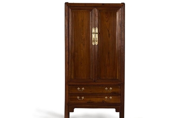 Ming Style Cabinet with Metal Fittings - Possibly Elm wood - China - Qing Dynasty (1644-1911)