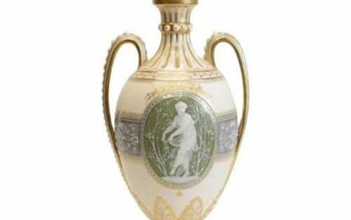 Minton Pate-Sur-Pate Decorated Porcelain Lidded Urn by L Birks, Dated 1892