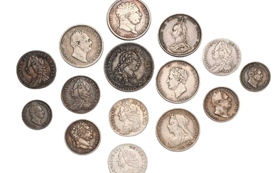 Mixed 18th and 19th Century Silver Coinage; 15 coins comprising:...