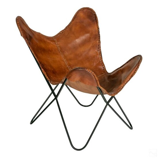 Modern Butterfly Sling Hardoy Style Leather Chair