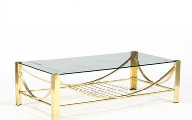 Modernist Brass and Glass Coffee Table