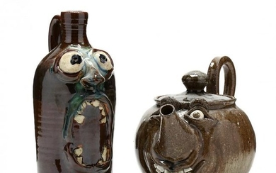 NC Folk Pottery, Two Face Vessels