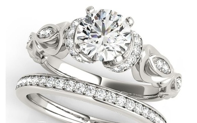 Natural 2.16 CTW Diamond Engagement Ring SET 18K White Gold