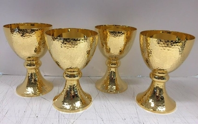 Nice New Hand Hammered Goldplated Communion Cup Chalice