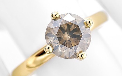 No Reserve Price - 1.04 Carat Fancy Gray Yellow Diamond Solitaire - Ring - 14 kt. Yellow gold