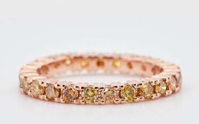 No Reserve Price - 1.15 tcw - Fancy Vivid to Deep Mix Yellow - 14 kt. Pink gold - Ring Diamond