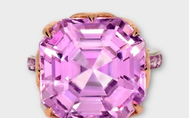 No Reserve Price - 23.22 tw - Cocktail ring - 14 kt. Rose gold, White gold Kunzite - Sapphire