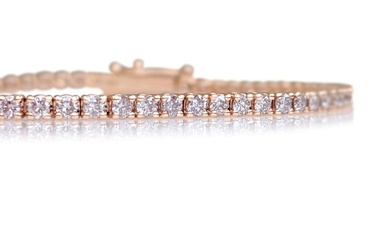 No Reserve Price - Bracelet - 14 kt. Rose gold - 3.20 tw. Pink Diamond (Natural coloured)