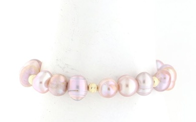 '' No Reserve Price '' Natural pearls, 18kt yellow gold - Bracelet