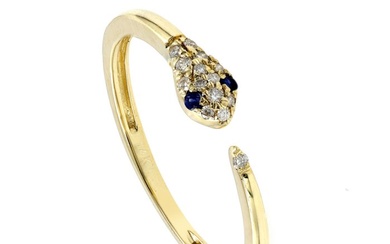 No Reserve Price - Ring - 14 kt. Yellow gold - 0.13 tw. Sapphire - Diamond
