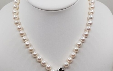 No reserve price - 925 Silver - 9x10mm Lustrous Freshwater Pearls - Necklace