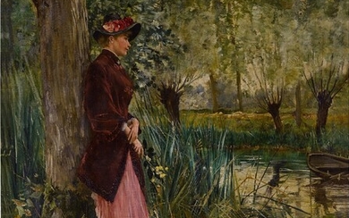 Norbert Goeneutte Nathalie Goeneutte, the Artist's Sister, on a Riverbank