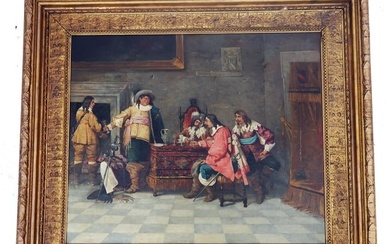 Old Masters Style Dutch Interior Scene, Oil/Canvas