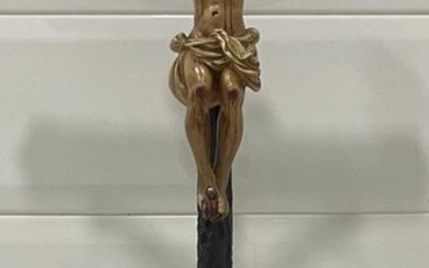 Olot - Figure - Cristo Crucificado - 62,5 cm - Brass, Bronze (gilt), Plaster, Wood, wood pulp
