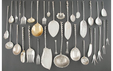 One Hundred-Five-Pieces of Whiting Mfg. Co. Square Twist Pattern Silver Flatware (designed 1890)