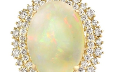 Opal Diamond Ring In 14 Karat Yellow Gold