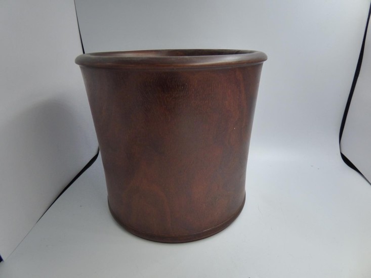 Oriental turned hardwood brushpot 15 cm