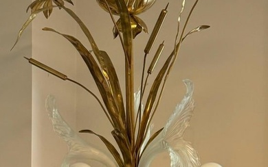 Ormolu Bronze & Crystal Chandelier Art Nouveau H: 28" D: 16"