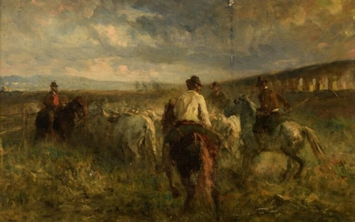 Otto Karl Kasimir von Thoren, herding the cows, 19thC, 32 x 46 cm