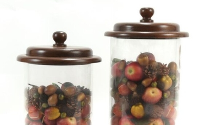 Pair Cylindrical Glass Containers