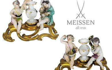 Pair Of 19th C. Gilt Bronze Mounted Meissen Porcelain Groups