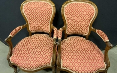 Pair Vintage Upholstered Arm Chairs