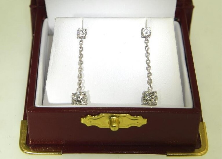 Pair of 14kt White gold and Diamond Drop Earrings