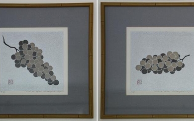 Pair of Asian Prints, Grapes, Signed and Numbered