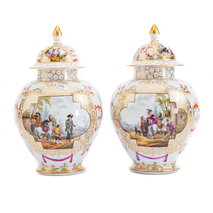 Pair of Augustus Rex porcelain covered urns
