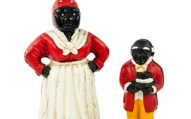 Pair of Black Americana Mammy and Mose Cast Iron Banks