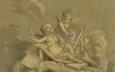 Pair of Decorative Grisaille Paintings of Putti