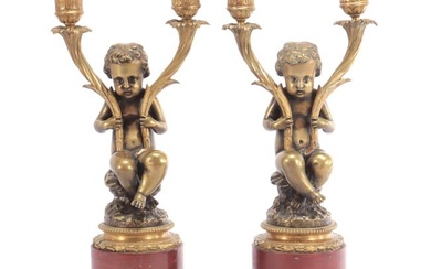 Pair of French Style Putti Candle Holders