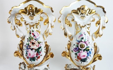 Pair of Paris Porcelain Flare Vases