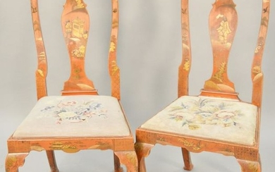Pair of Queen Anne style side chairs, Chinoiserie