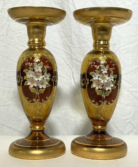 Pair of Venetian Crystal Vases