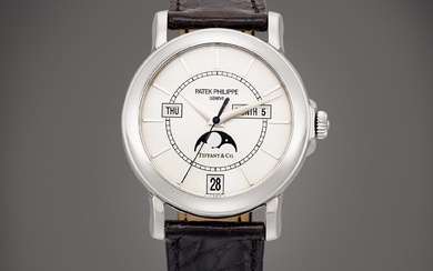 Patek Philippe Reference 5150 | A limited edition white gold annual calendar wristwatch with moon phases, Made to commemorate the 150th anniversary of the partnership between Patek Philippe and Tiffany & Co., Retailed by Tiffany & Co., Circa 2001 |...