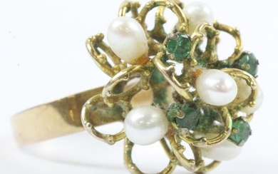 Pearl & Emerald Cocktail Ring