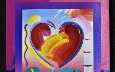Peter Max Mixed Media Acrylic on paper "Heart on Blends" 2006