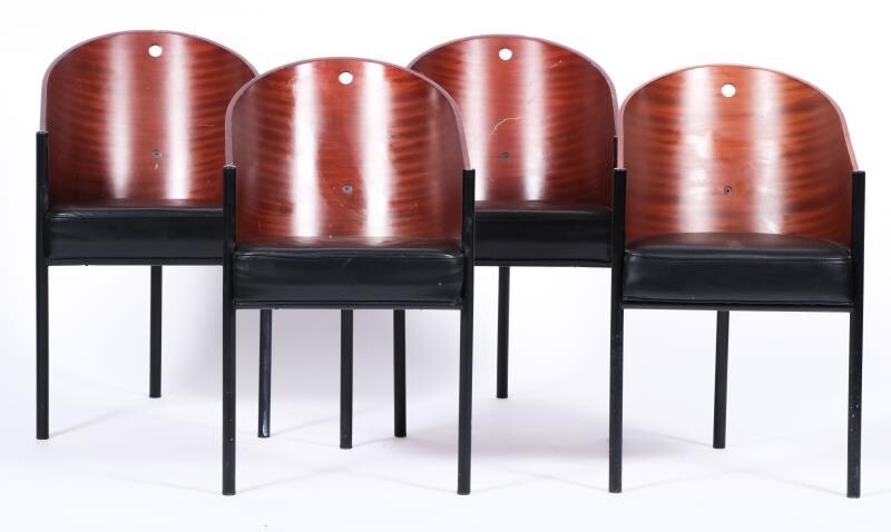 Philippe Starck (Paris 1949), Four Costes-chairs, designed in: 1982, produced by: Driade (from 1985).
