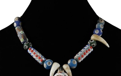 Phoenician Style Glass Bead and Pendant Necklace