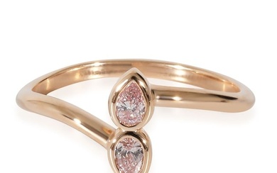 Pink Pear Shaped Diamonds Mirror Ring in 18K Rose Gold 0.16 Ctw