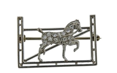 Platinum Diamond Equestrian Horse Brooch Pin