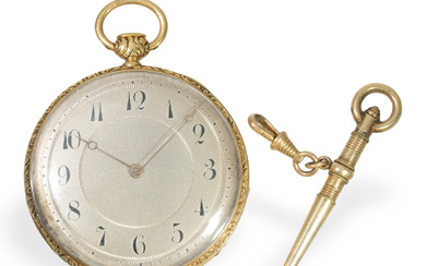 Pocket watch: magnificent lepine with repeater and gold ratchet key, ca. 1830