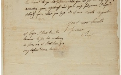 Pulaski, Casimir. Autograph letter signed, (June 12) 1778, to Thomas Johnson, Governor of Maryland