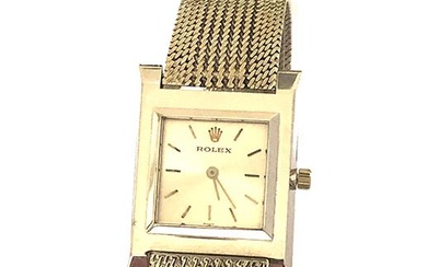 ROLEX CELLINI Ref. 4578 vers 1960 Belle montre en or blanc. Boîtier rectangle. Cadran argent....