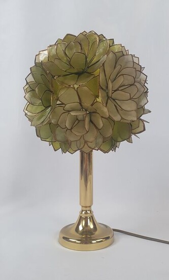 Rausch - Table lamp, Capiz Ball Lamp, Shell (1) - Vintage Tischlampekugel Form